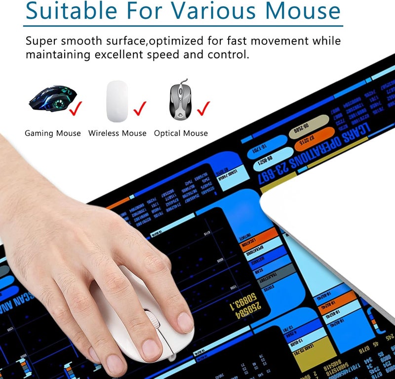 T TOPLAY Spacecraft Dashboard Gaming Mouse Pad Large Mouse Pad Office Desk Accessories XL Desk Mat 31.5x11.8x0.12 inch Blue Large Desk Pad Keyboard Pad (Console) - Image 2